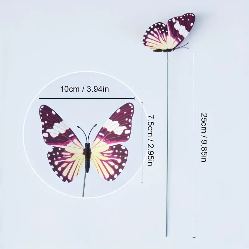 🦋3D Butterfly Stakes Waterproof Multi-color Fake Butterfly Garden Artificial Pole Butterfly Ornaments Outdoor Decor