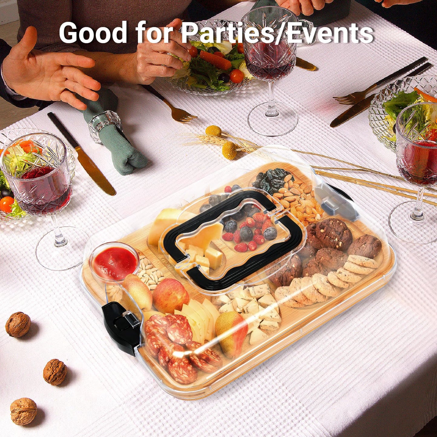 Bamboo Charcuterie Board with Lid & Handle