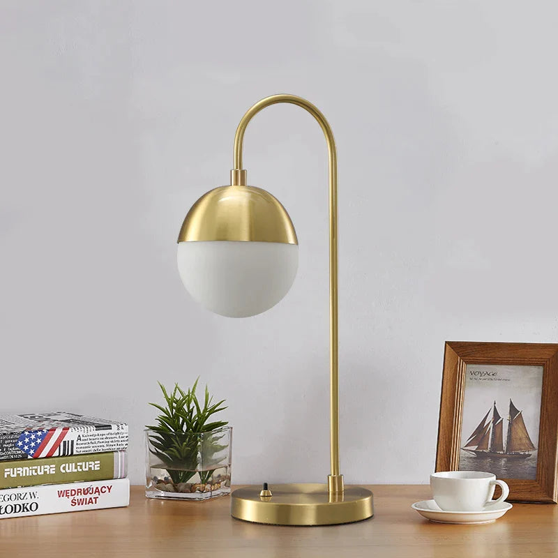 Retro Glass Ball LED Bedside Table Lamp
