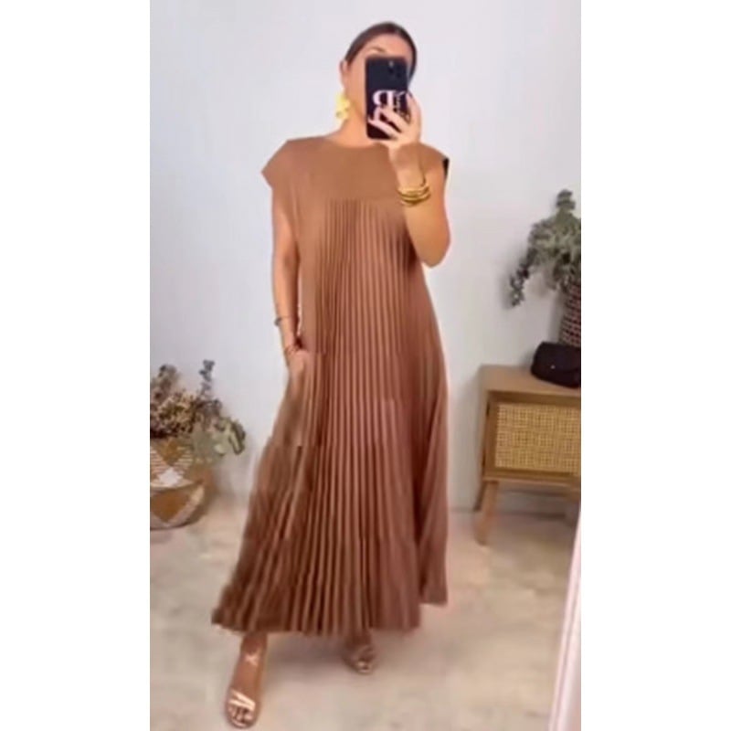 Fashion Sleeveless Long Pleated Dress (Buy 2 Free Shipping)