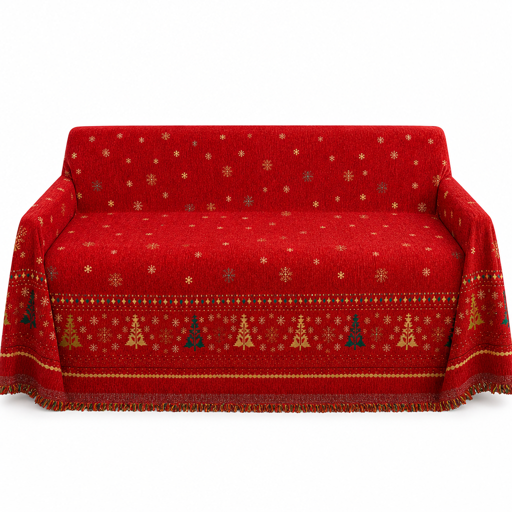 ⏰Thickened Christmas Style Chenille Sofa Cover Full Coverage Cat Scratch Resistant and Stain Resistant Couch Slipcover