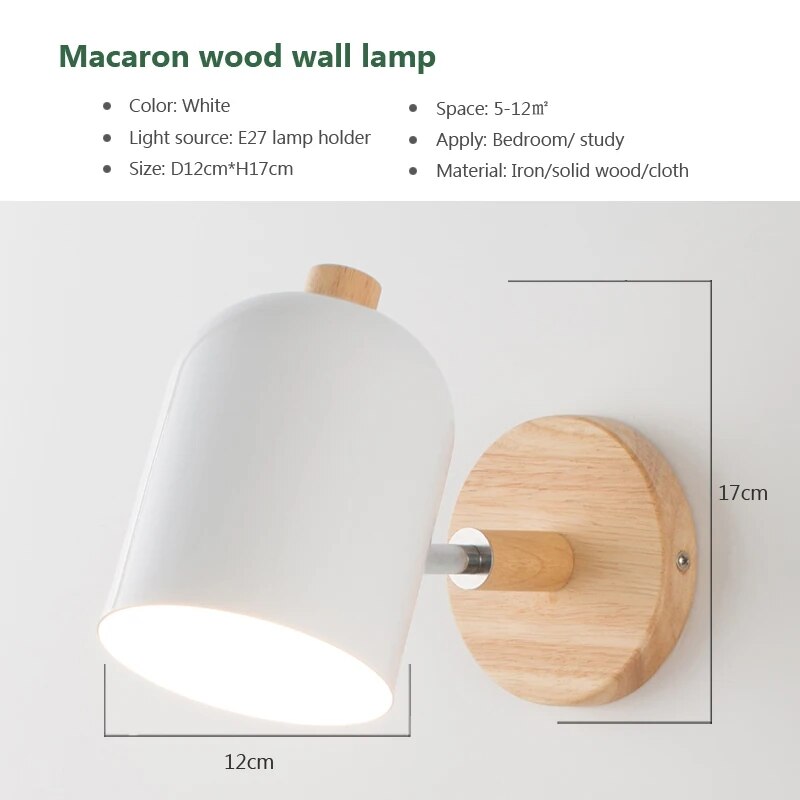 Nordic Wall Wood Hanging Bedside Sconce