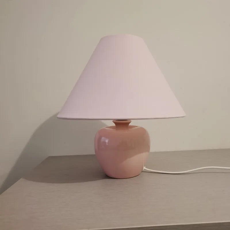 Retro Ceramic Pink Fabric Table Lamp