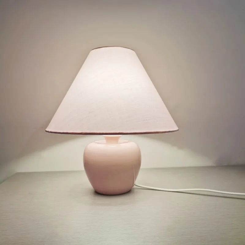 Retro Ceramic Pink Fabric Table Lamp