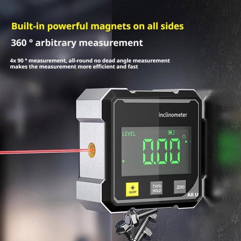 🔥Magnetic Digital Angle Finder with Dual Laser Guide & 360° Magnetic Attachment