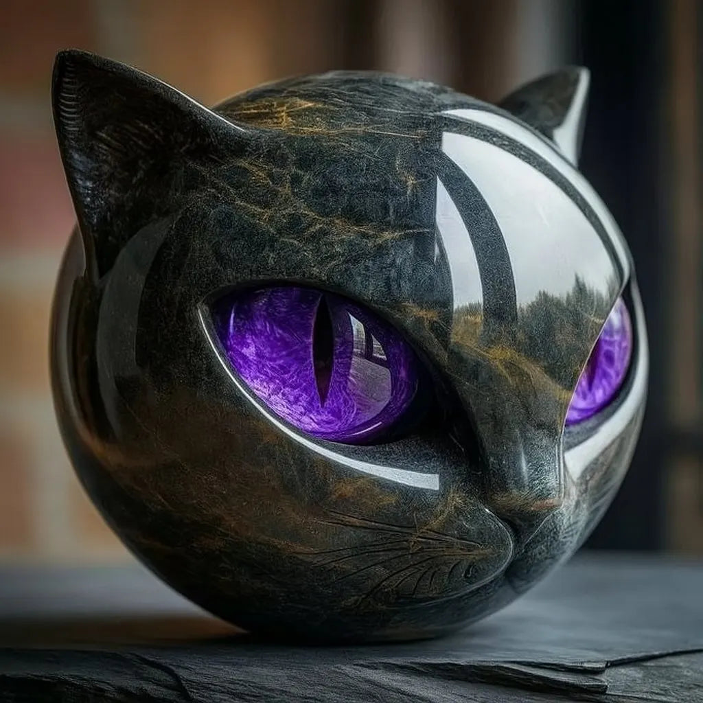 🐈‍⬛Luxury Black Cat Stone Sculpture – Elegant Home Décor & Gift-Ready Art Piece