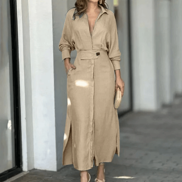 🎁2024 Cotton And Linen Solid Color Maxi Dress