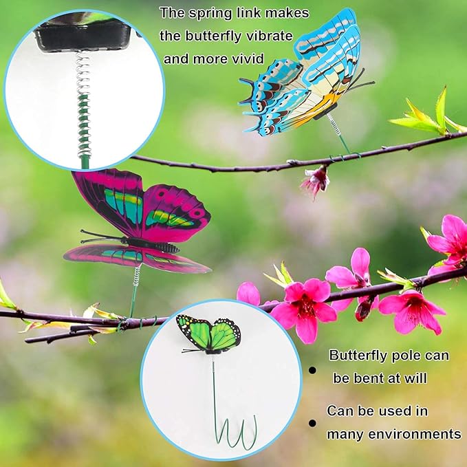 🦋3D Butterfly Stakes Waterproof Multi-color Fake Butterfly Garden Artificial Pole Butterfly Ornaments Outdoor Decor