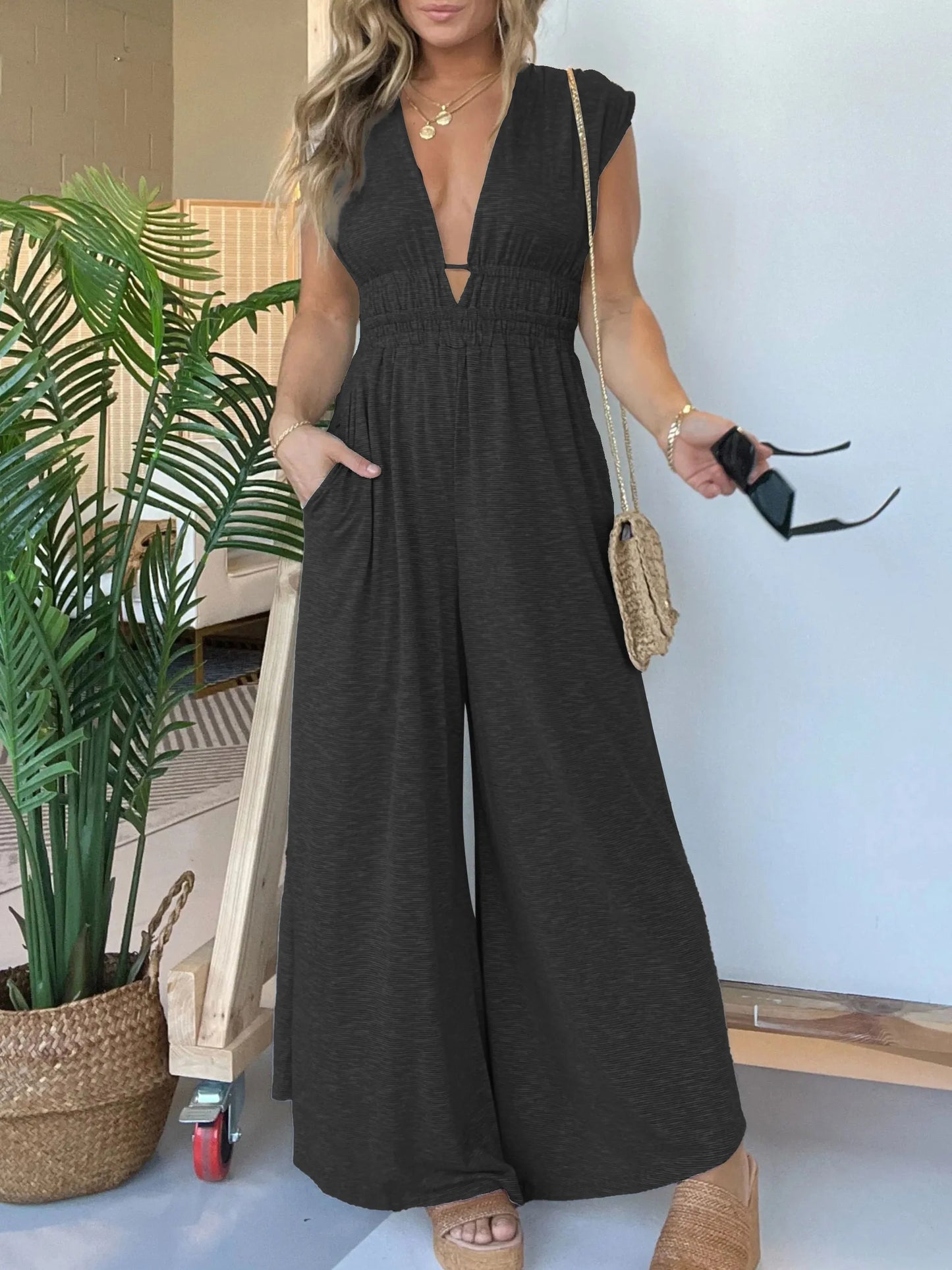 2024 New Deep V Hi Lo Hem Jumpsuit (Buy 2 Free Shipping)