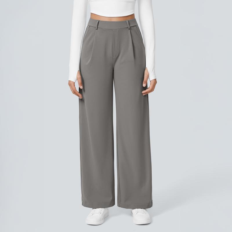 💝Women's High Waisted Straight Leg Work Trousers with Side Pockets -✨Smart & Casual Look for Office and Beyond