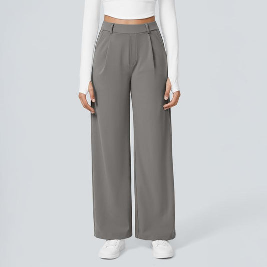 💝Women's High Waisted Straight Leg Work Trousers with Side Pockets -✨Smart & Casual Look for Office and Beyond