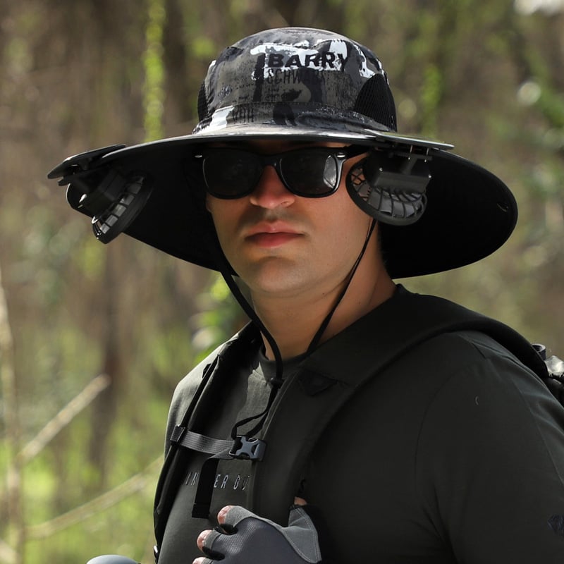 🔥 Wide Brim Solar Fan Outdoor Fishing Hat-Solar & USB Charging