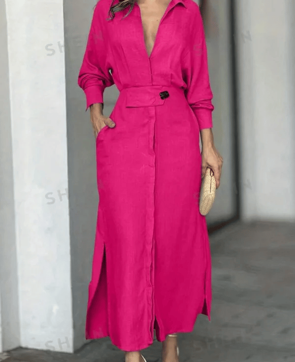 🎁2024 Cotton And Linen Solid Color Maxi Dress