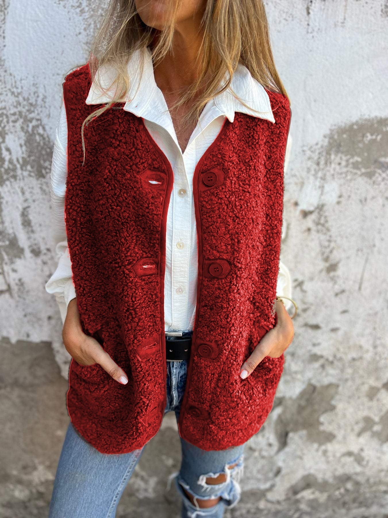 🎁 Women's Fall Button Down Short Warm Vest