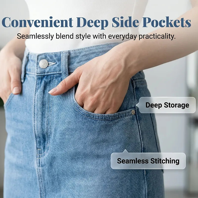 📣 Hot Seller This Season: Women's Slim-Fit Denim Skirt with Lace Trim