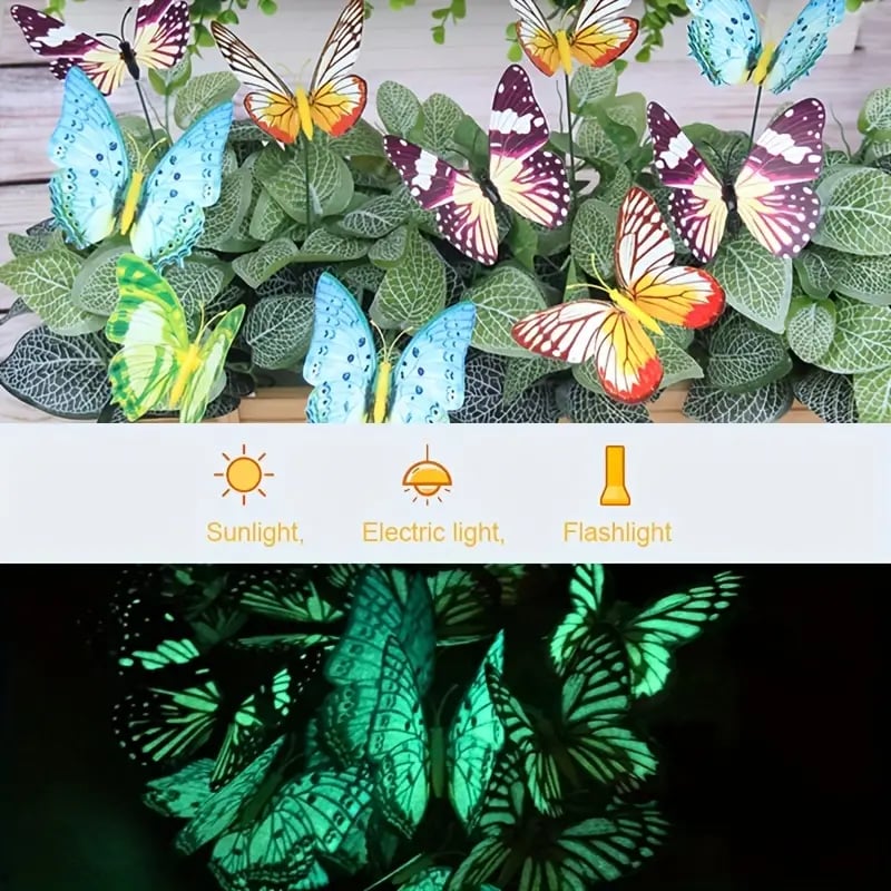 🦋3D Butterfly Stakes Waterproof Multi-color Fake Butterfly Garden Artificial Pole Butterfly Ornaments Outdoor Decor