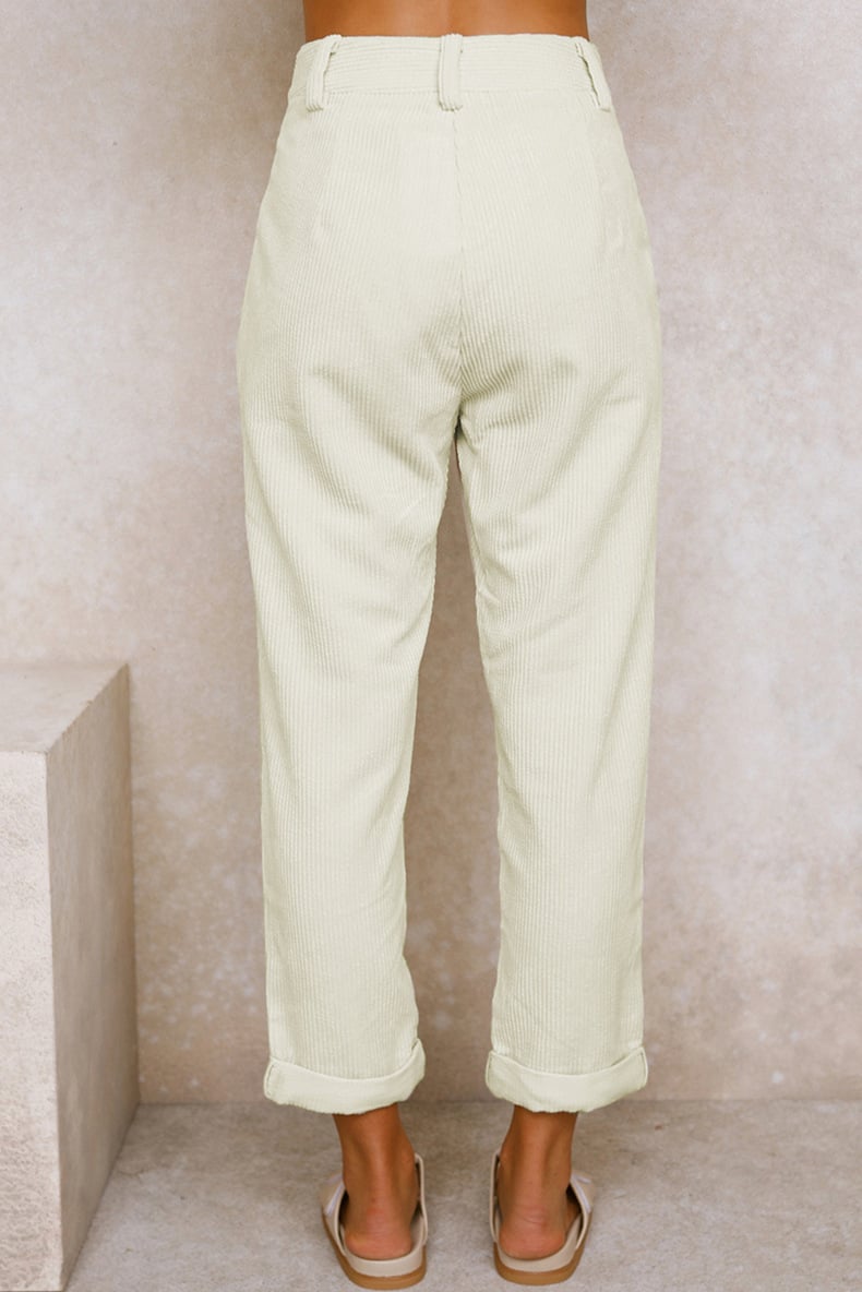 🔥✨Mid Rise Button Zipper Side Pocket Corduroy Casual Pants