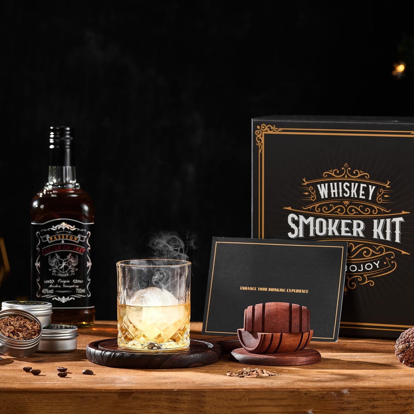Wooden barrel smoking set