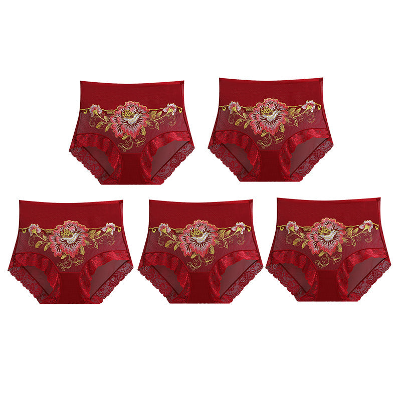 🔥Pay 1 Get 5(5packs)🔥High Waist Premium Lace Embroidered Panties