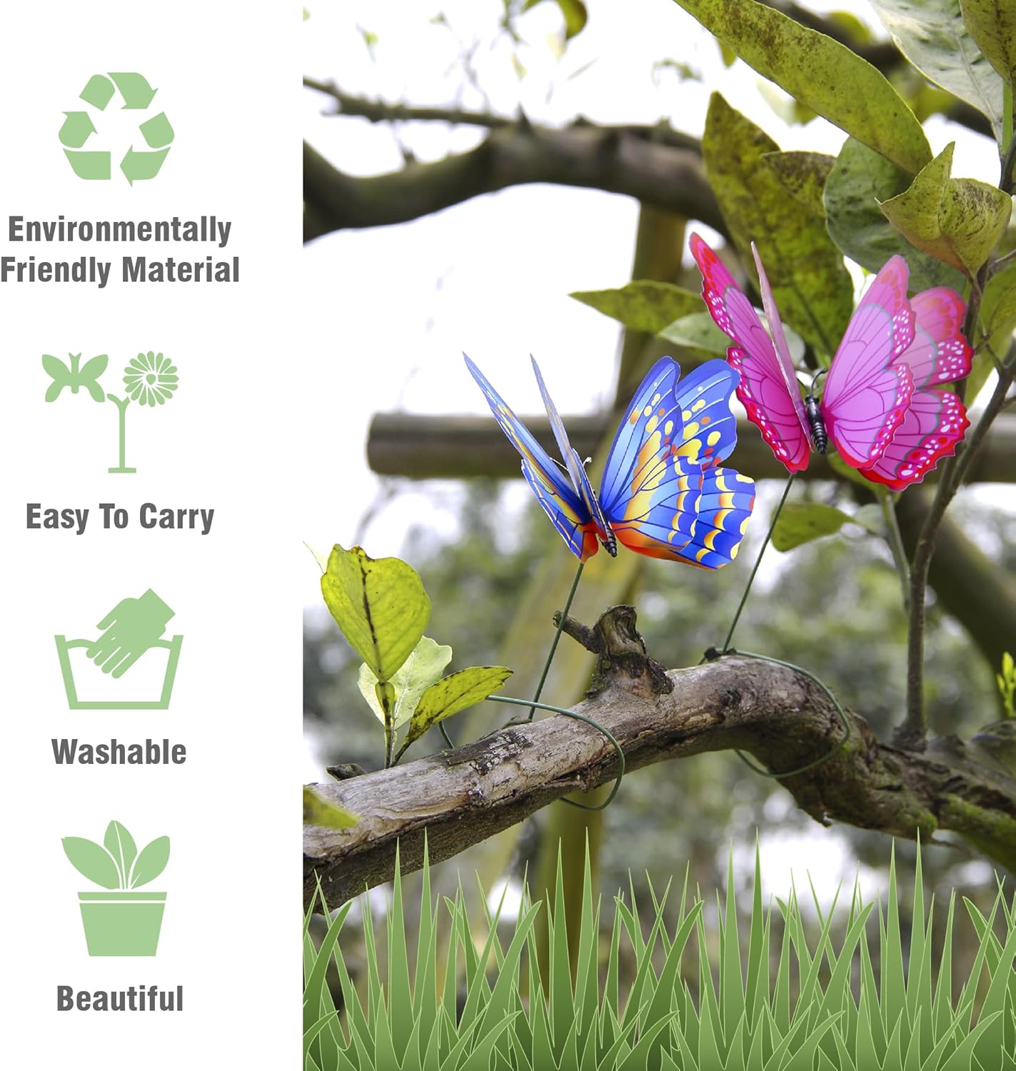🦋3D Butterfly Stakes Waterproof Multi-color Fake Butterfly Garden Artificial Pole Butterfly Ornaments Outdoor Decor