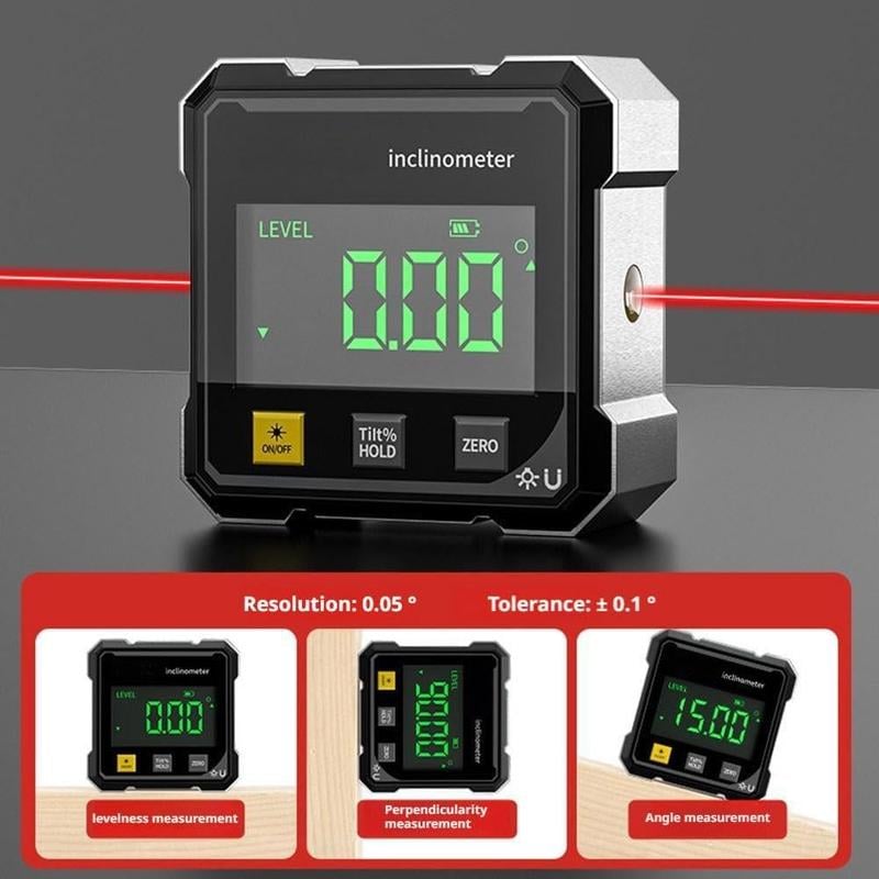 🔥Magnetic Digital Angle Finder with Dual Laser Guide & 360° Magnetic Attachment
