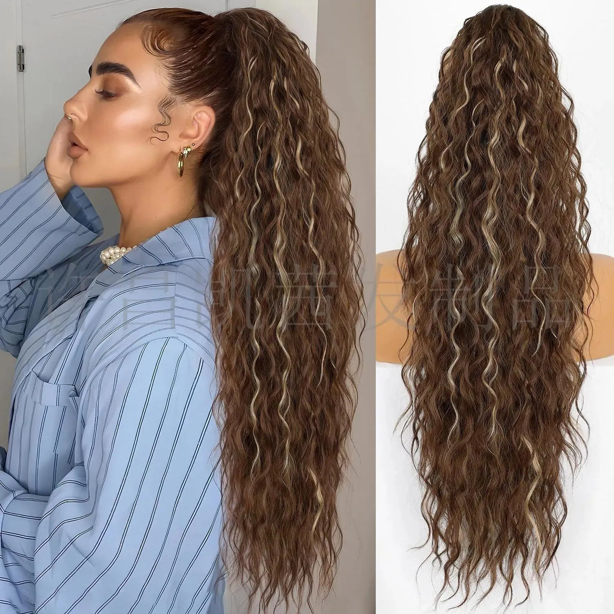 💖Clip-In Wave Ponytail Hair Extension Natural Fluffy African Style Wig💖