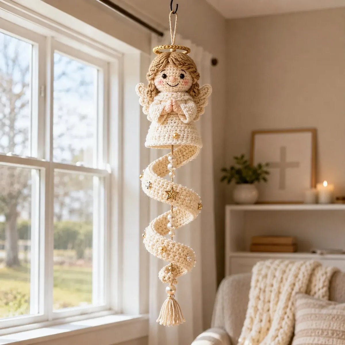Handcrafted Crochet Blessed Mother Spiral Hanging Ornament✝️