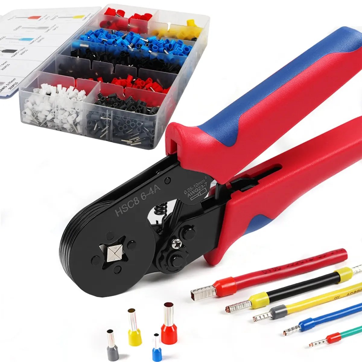 Ferrule Crimping Tool Kit – Self-Adjusting Ratchet Crimper with 1200PCS Wire Ferrules