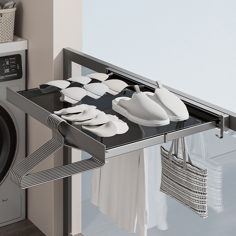 Space Aluminum Foldable Clothes Rack – No Drilling Needed