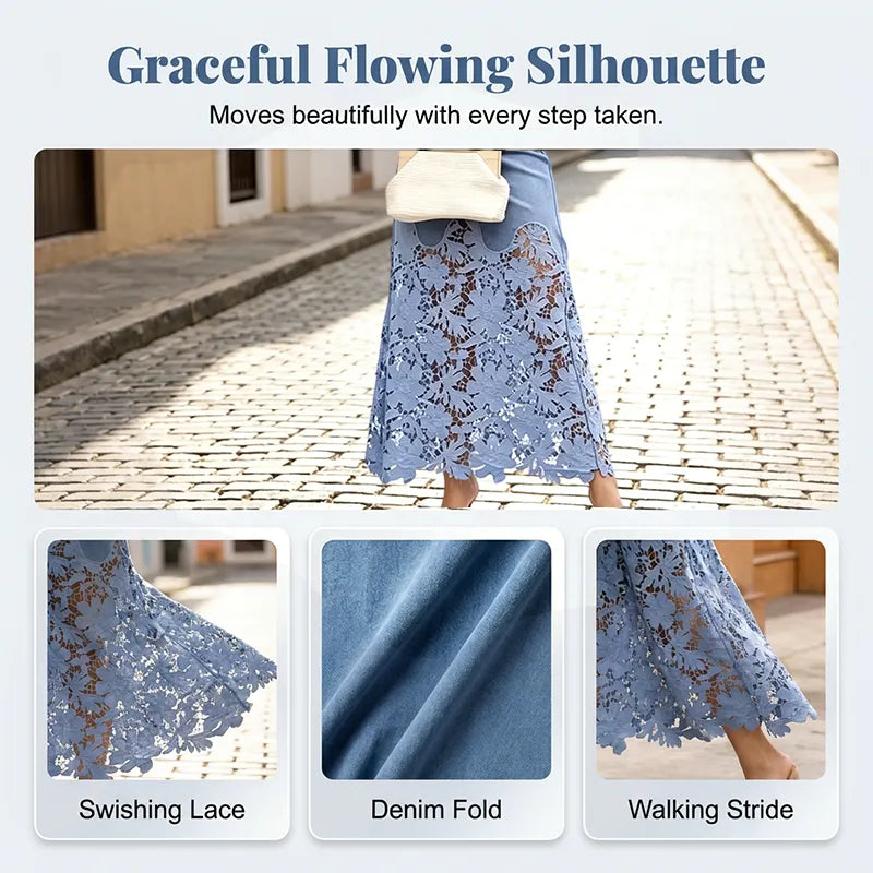 📣 Hot Seller This Season: Women's Slim-Fit Denim Skirt with Lace Trim