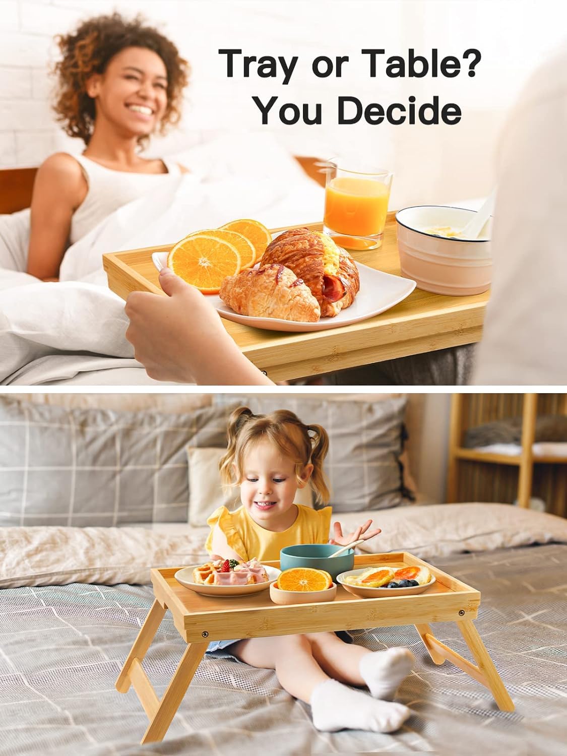 Bamboo Folding Bed Tray Table