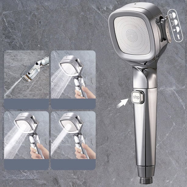 4-mode Handheld Pressurized Shower Head with Pause Switch