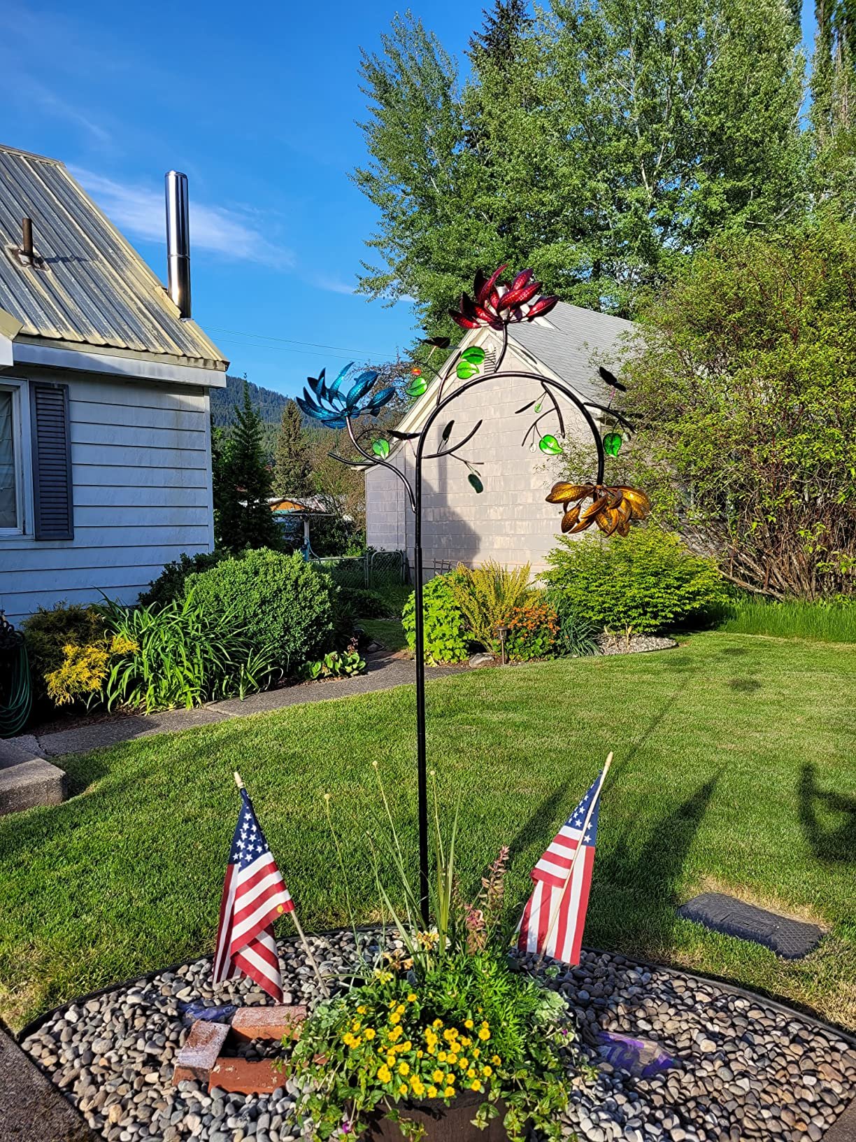 🔥Beautiful Summer Multi Colored Flowers Wind Spinner