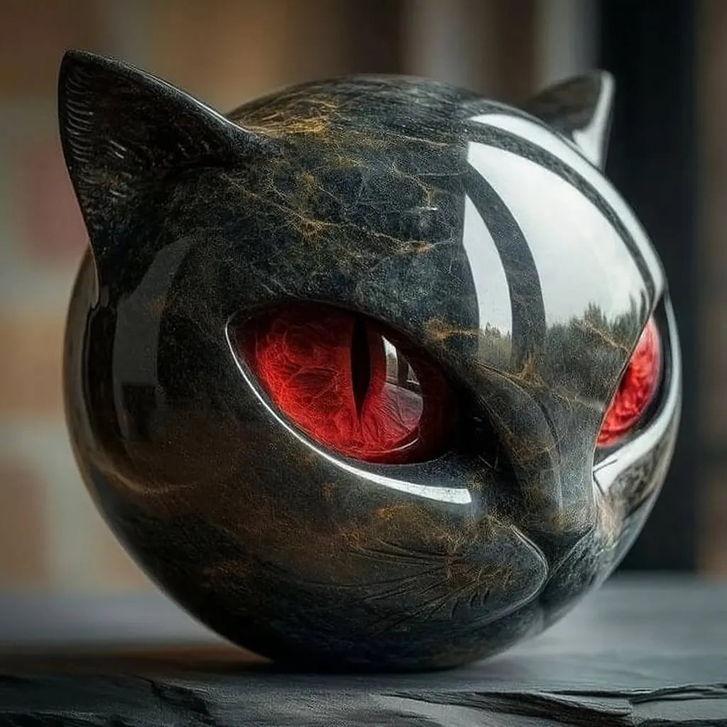 🐈‍⬛Luxury Black Cat Stone Sculpture – Elegant Home Décor & Gift-Ready Art Piece