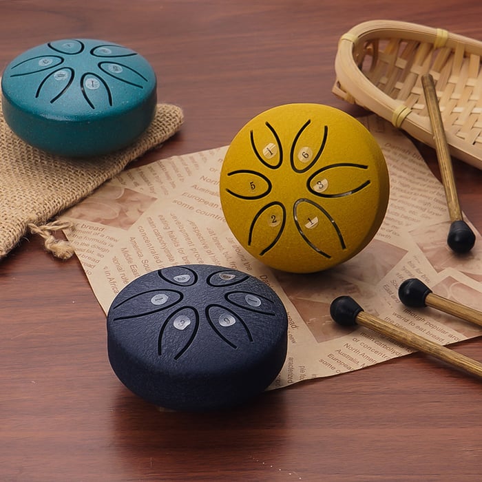 🎁🎵 Buddha Stones Mini Steel Tongue Drum Kit (3 Inch)