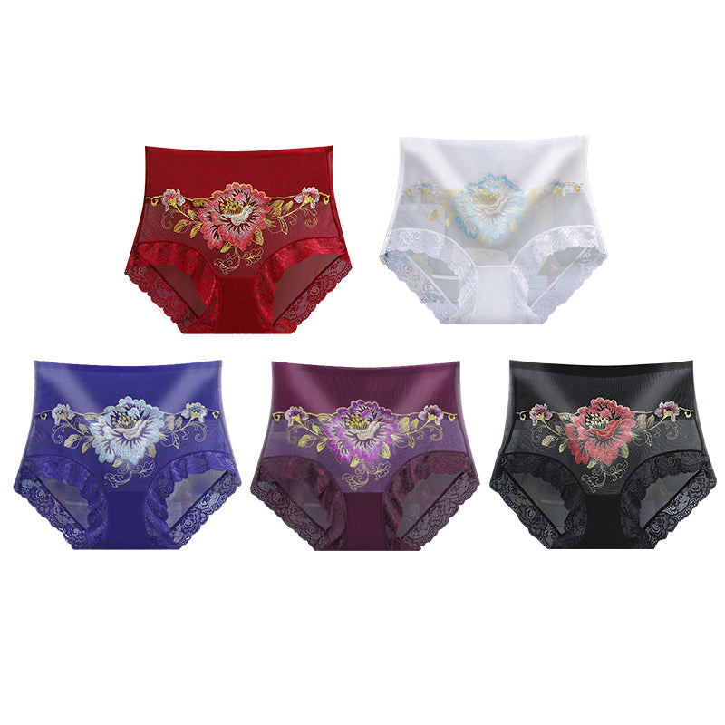 🔥Pay 1 Get 5(5packs)🔥High Waist Premium Lace Embroidered Panties