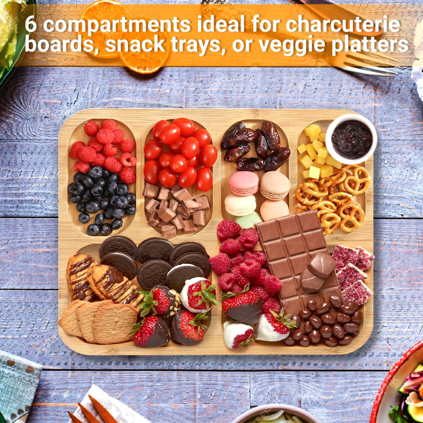 Bamboo Charcuterie Board with Lid & Handle