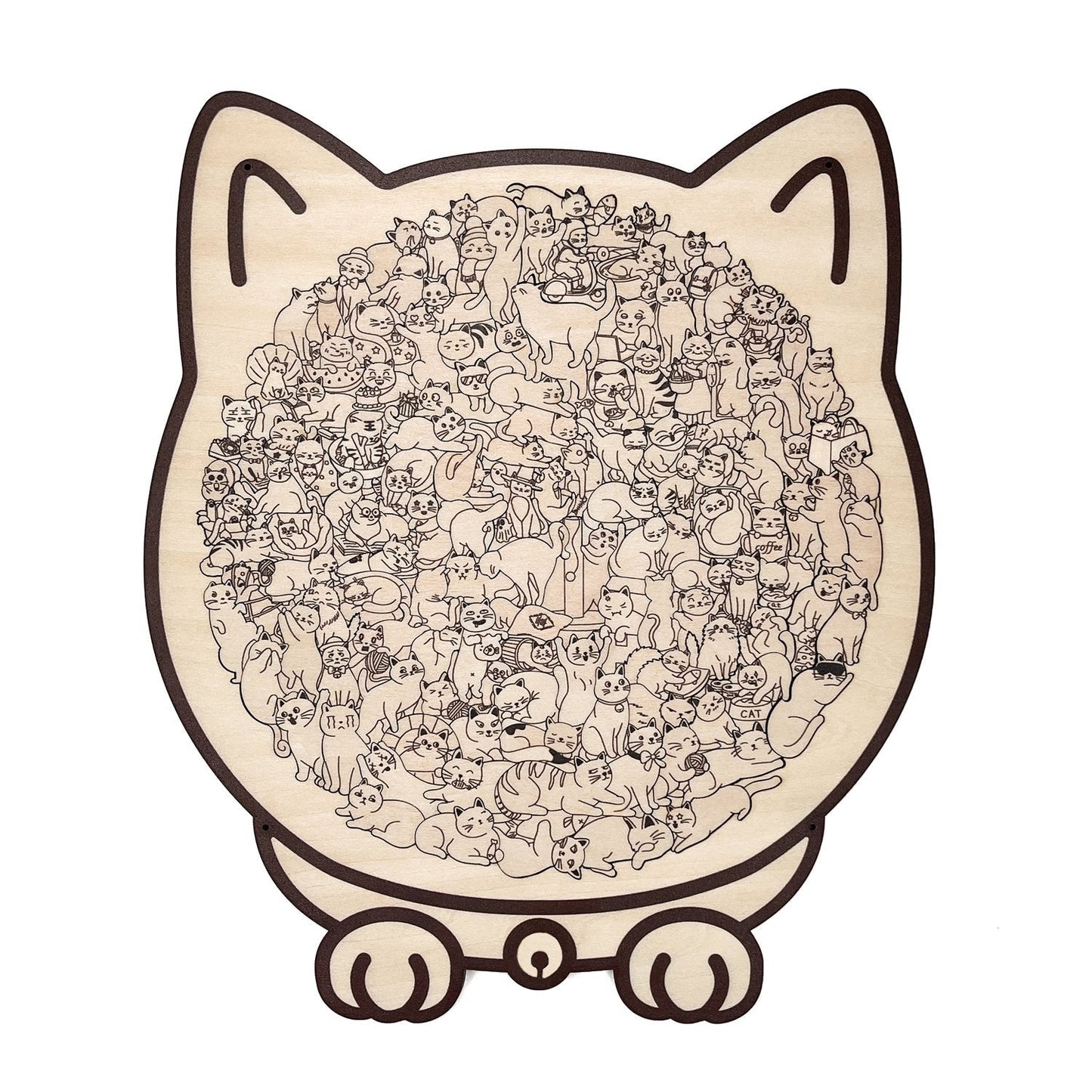 🎅135-Piece Morandi-Colored Cat Shaped Wooden Jigsaw Puzzle
