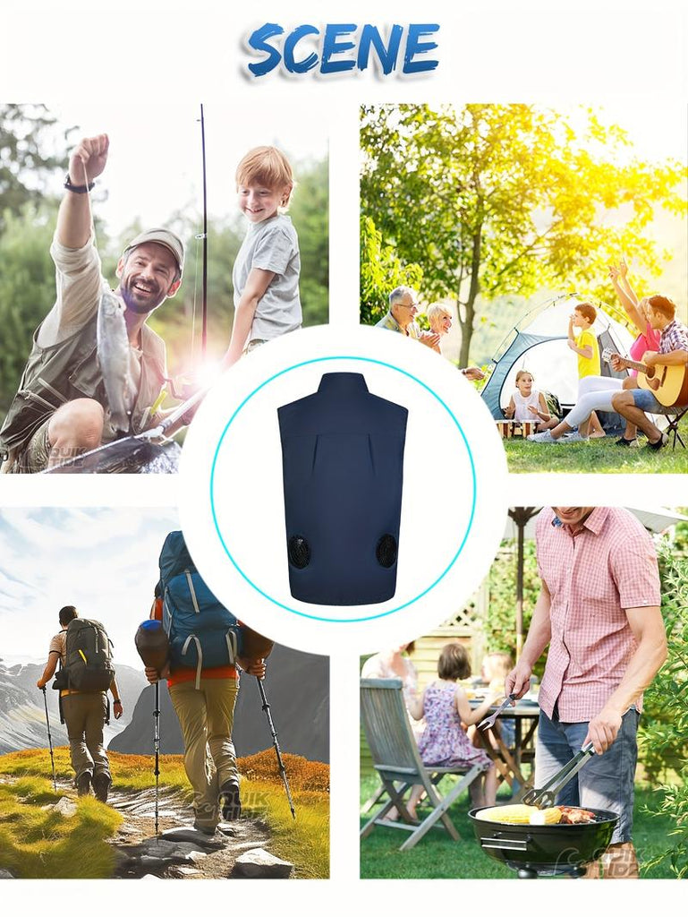 🔥Men's 360° Air Cooling Fan Vest3-Speed, 13H Wearable AC for Outdoor Use