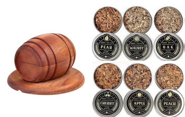 Wooden barrel smoking set