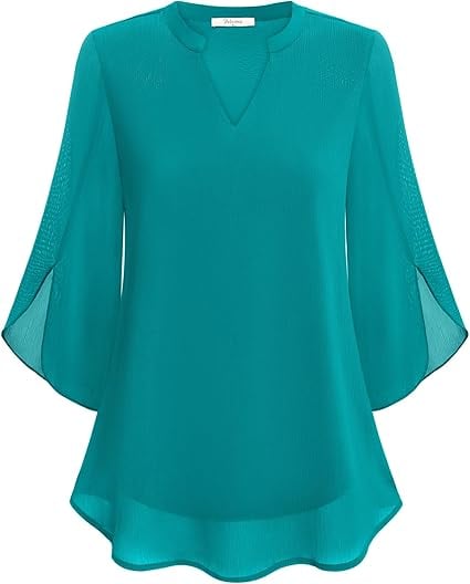🌹Women's Plain Short Sleeve V-Neck Chiffon Blouse