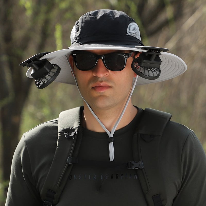 🔥 Wide Brim Solar Fan Outdoor Fishing Hat-Solar & USB Charging