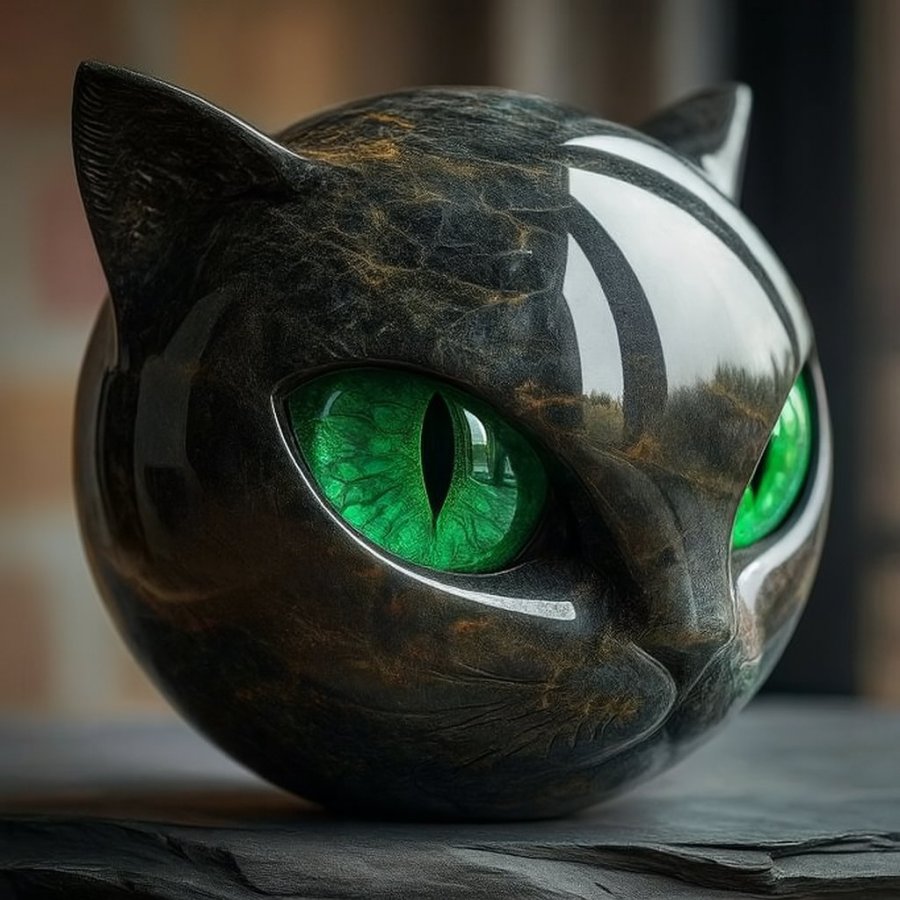🐈‍⬛Luxury Black Cat Stone Sculpture – Elegant Home Décor & Gift-Ready Art Piece