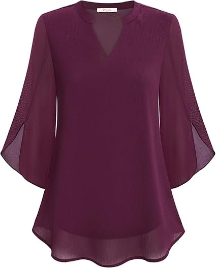 🌹Women's Plain Short Sleeve V-Neck Chiffon Blouse