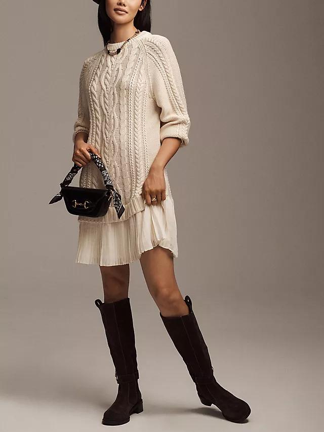 🔥 2026 Hot Sale 🔥🎁🧥Women's Round Neck Cable Knit Sweater Mini Skirt