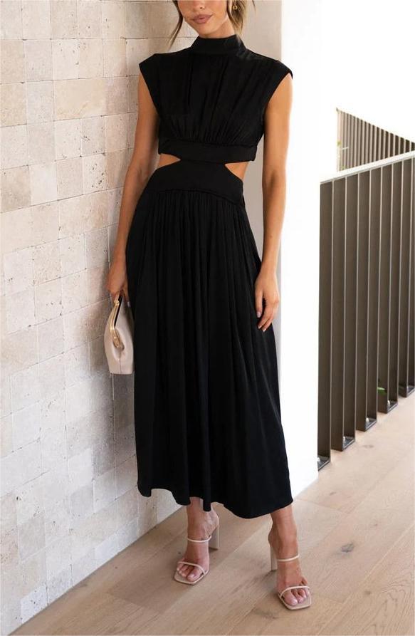🔥Cutout Waist Pocketed Vacation Midi Dress