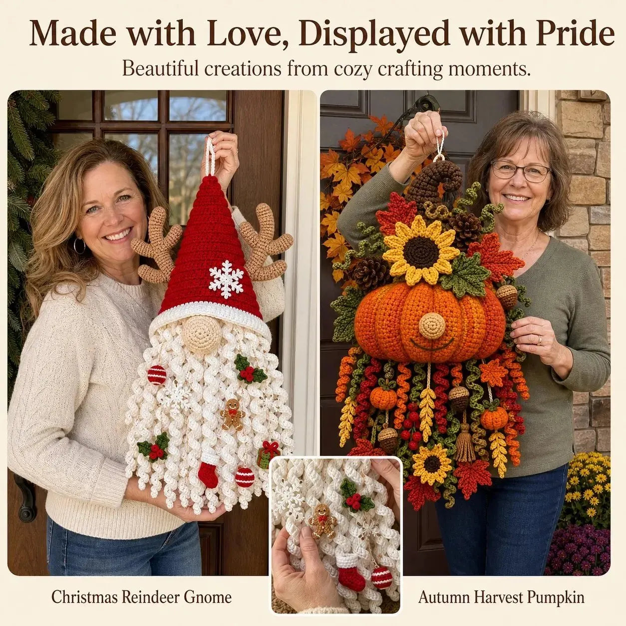 🔥 HOT SALE 🔥⏳ Last Day 49% OFF – 🧶 DIY Seasonal 3D Crochet Door Hanger Kit Collection | Coordinated Yarn, Filling, Accessories & Step-by-Step Instructions Included 💕