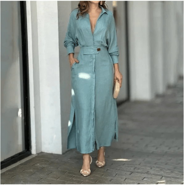 🎁2024 Cotton And Linen Solid Color Maxi Dress