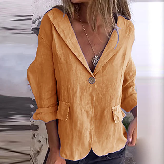 Women's casual cotton and linen blazer