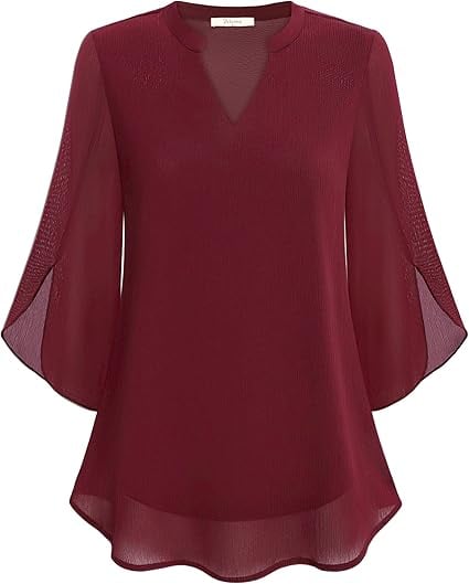 🌹Women's Plain Short Sleeve V-Neck Chiffon Blouse